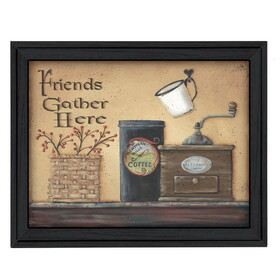 "Friends Gather Here" by Pam Britton, Printed Wall Art, Ready to Hang Framed Poster, Black Frame B06785578