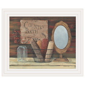 "Country Bath" by Pam Britton, Ready to Hang Framed print, White Frame B06785590