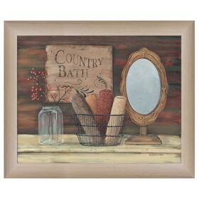"Country Bath" by Pam Britton, Ready to Hang Framed print, Taupe Frame B06785592