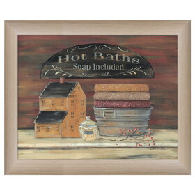 "HOT BATH" by Pam Britton, Ready to Hang Framed print, Taupe Frame B06785598