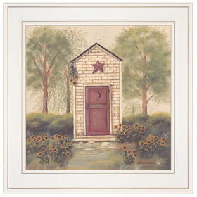 "Folk Art Outhouse III" by Pam Britton, Ready to Hang Framed Print, White Frame B06785617