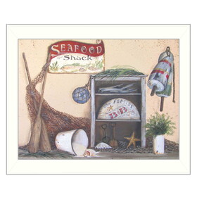 "Seafood Shack" by Pam Britton, Printed Wall Art, Ready to Hang Framed Poster, White Frame B06785624