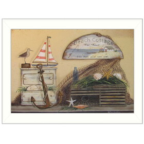 "Beach Cottage" by Pam Britton, Printed Wall Art, Ready to Hang Framed Poster, White Frame B06785625