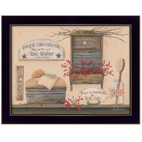 "Free Showers" by Pam Britton, Printed Wall Art, Ready to Hang Framed Poster, Black Frame B06785633