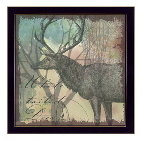 "Deer" by Barb Tourtillotte, Printed Wall Art, Ready to Hang Framed Poster, Black Frame B06785641