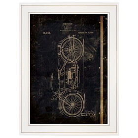 "Motor Bike Patent I" by Cloverfield & Co, Ready to Hang Framed Print, White Frame B06785652