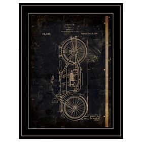 "Motor Bike Patent I" by Cloverfield & Co, Ready to Hang Framed Print, Black Frame B06785653