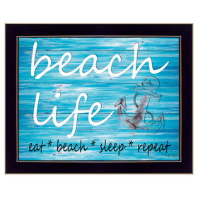 "Beach Life" by Cindy Jacobs, Printed Wall Art, Ready to Hang Framed Poster, Black Frame B06785697