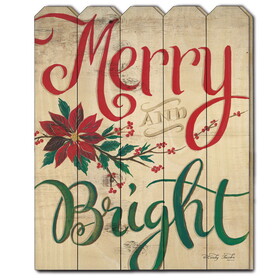 "Merry & Bright" by Cindy Jacobs, Printed Wall Art on a Wood Picket Fence B06785722