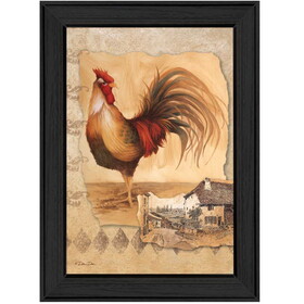 "Rooster Montage II" by Dee Dee, Printed Wall Art, Ready to Hang Framed Poster, Black Frame B06785780