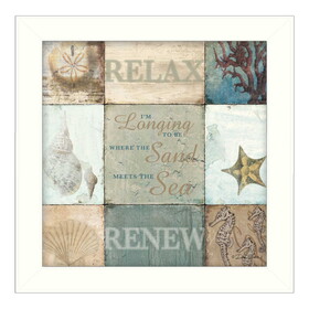 "Sand and Sea" by Dee Dee, Printed Wall Art, Ready to Hang Framed Poster, White Frame B06785781