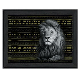 "Patterned Lion" by Dee Dee, Printed Wall Art, Ready to Hang Framed Poster, Black Frame B06785792