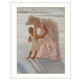 "First Time on the Beach" by Georgia Janisse, Printed Wall Art, Ready to Hang Framed Poster, White Frame B06785861
