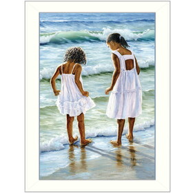 "Two Girls at the Beach" by Georgia Janisse, Printed Wall Art, Ready to Hang Framed Poster, White Frame B06785869