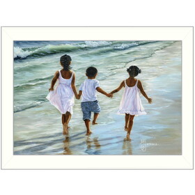 "Running on the Beach" by Georgia Janisse, Printed Wall Art, Ready to Hang Framed Poster, White Frame B06785870