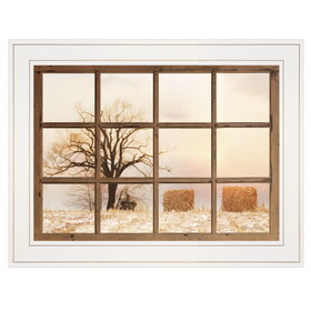 "View of Fields" by Lori Deiter, Ready to Hang Framed Print, White Window-Style Frame B06785972