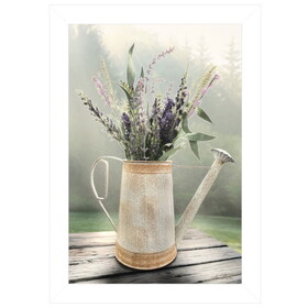 "Lavender Watering Can" by Lori Deiter, Ready to Hang Framed Print, White Frame B06785988