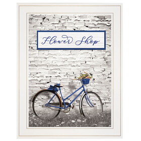 "Flower Shop Bicycle" by Lori Deiter, Ready to Hang Framed Print, White Frame B06785999