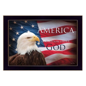 "One Nation Under God - Flag" by Lori Deiter, Printed Wall Art, Ready to Hang Framed Poster, Black Frame B06786045