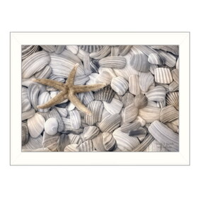 "Starfish and Seashell" by Lori Deiter, Printed Wall Art, Ready to Hang Framed Poster, White Frame B06786063