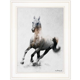 "Galloping Stallion" by Andreas Lie, Ready to Hang Framed Print, White Frame B06786092