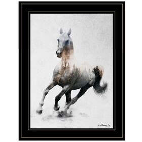 "Galloping Stallion" by Andreas Lie, Ready to Hang Framed Print, Black Frame B06786093
