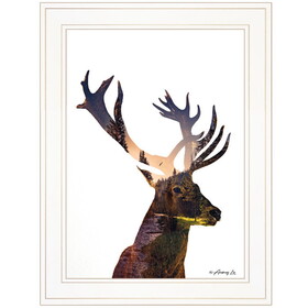 "Deer in the Forest" by Andreas Lie, Ready to Hang Framed Print, White Frame B06786102