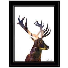 "Deer in the Forest" by Andreas Lie, Ready to Hang Framed Print, Black Frame B06786103