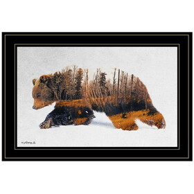 "Traveling Bear" by Andreas Lie, Ready to Hang Framed Print, Black Frame B06786105