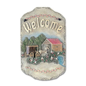 Welcome Sign, "Buggy" Porch Decor, Resin Slate Plaque, Ready to Hang Decor B06786133
