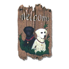 Welcome Sign, "Two Labradors" Porch Decor, Resin Slate Plaque, Ready to Hang Decor B06786137