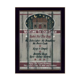 "Cabin Rules" by Linda Spivey, Ready to Hang Framed Print, Black Frame B06786146
