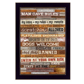 "Man Cave Rules" by Marla Rae, Printed Wall Art, Ready to Hang Framed Poster, Black Frame B06786155