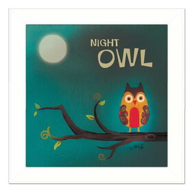 "Night Owl" by Marla Rae, Printed Wall Art, Ready to Hang Framed Poster, White Frame B06786176