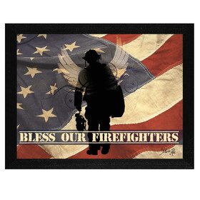 "Bless our Firefighters" by Marla Rae, Printed Wall Art, Ready to Hang Framed Poster, Black Frame B06786185