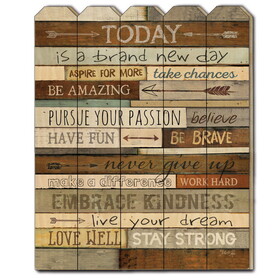 "Today is a Brand New Day" by Marla Rae, Printed Wall Art on a Wood Picket Fence B06786186