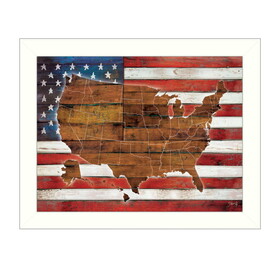 "American Flag USA Map" by Marla Rae, Printed Wall Art, Ready to Hang Framed Poster, White Frame B06786195