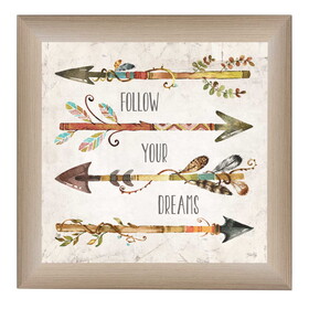 "Follow Your Dreams" by Marla Rae, Printed Wall Art, Ready to Hang Framed Poster, Beige Frame B06786196
