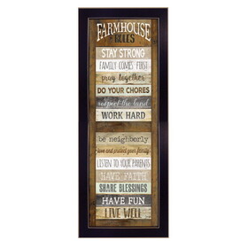 "Farmhouse Rules" by Marla Rae, Printed Wall Art, Ready to Hang Framed Poster, Black Frame B06786203