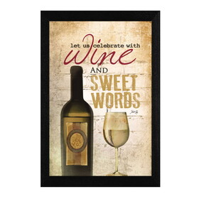 "Wine and Sweet Words" by Marla Rae, Printed Wall Art, Ready to Hang Framed Poster, Black Frame B06786222