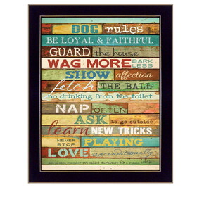 "Dog Rules" by Marla Rae, Printed Wall Art, Ready to Hang Framed Poster, Black Frame B06786255