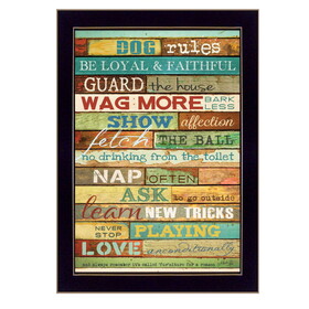 "Dog Rules" by Marla Rae, Printed Wall Art, Ready to Hang Framed Poster, Black Frame B06786256