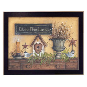"Bless This Home" by Mary June, Printed Wall Art, Ready to Hang Framed Poster, Black Frame B06786294