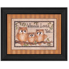 "Whoooo Loves You" by Mary June, Printed Wall Art, Ready to Hang Framed Poster, Black Frame B06786299