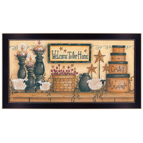 "Welcome to Our Home" by Mary June, Printed Wall Art, Ready to Hang Framed Poster, Black Frame B06786302