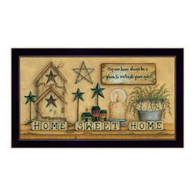 "Home Sweet Home" by Mary June, Printed Wall Art, Ready to Hang Framed Poster, Black Frame B06786316