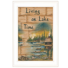 "Living on The Lake" by Mary June, Ready to Hang Framed Print, White Frame B06786337