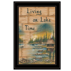 "Living on The Lake" by Mary June, Ready to Hang Framed Print, Black Frame B06786338