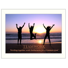 "Teamwork" by Trendy Decor4U, Printed Wall Art, Ready to Hang Framed Poster, White Frame B06786402