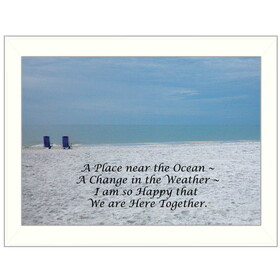 "A Place near the Ocean" by Trendy Decor4U, Printed Wall Art, Ready to Hang Framed Poster, White Frame B06786450